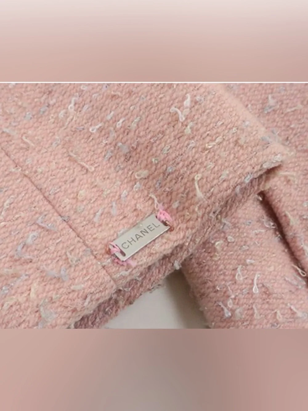 Chanel Vintage 1999 Pink Rosa Tweed Giacca Gonna Ruffle Jacket